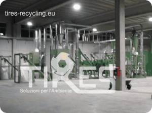 Line tire recycling to produce rubber granulate 2.5 mm